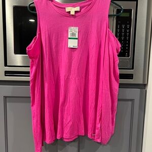 Michael Kors Fuchsia Cold Shoulder Tank Top